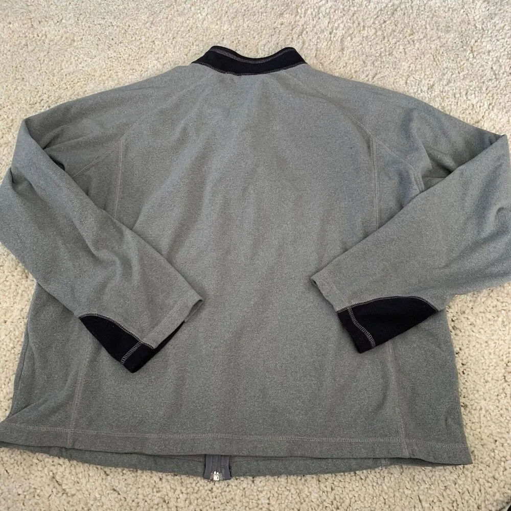 Lands' End Jacket Mens XL Gray Full Zip Fleece ThermaCheck Nanotex (46-48) Light